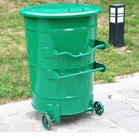 360L铁质制环卫挂车户外垃圾桶大铁桶圆铁皮垃圾桶300升垃圾桶